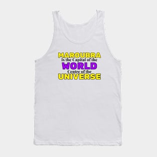 MAROUBRA IS THE CAPITAL OF THE WORLD, CENTRE OF THE UNIVERSE - LIGHT YELLOW AND PURPLE BACKGROUND Tank Top